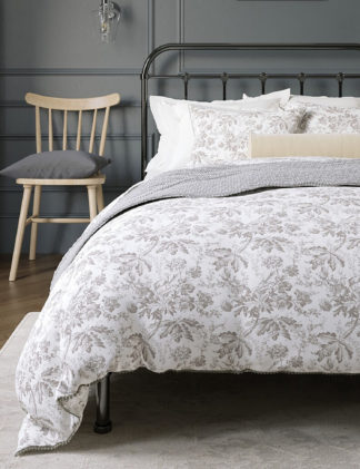 An Image of M&S Pure Cotton Sateen Floral Bedding Set