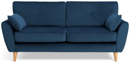 An Image of Habitat Iris Fabric 3 Seater Sofa - Navy