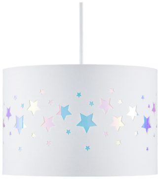 An Image of Glow Kids Iridescent Stars Easy Fit Ceiling Shade - White