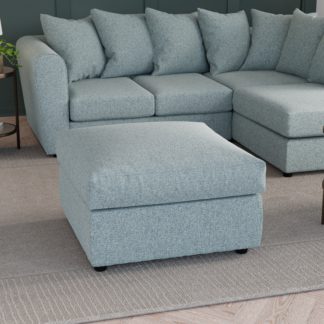 An Image of Blake Soft Texture Fabric Footstool Soft Texture Soft Blue