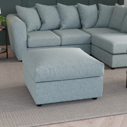 An Image of Blake Soft Texture Fabric Footstool Soft Texture Soft Blue