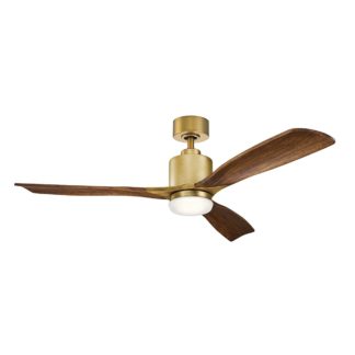 An Image of Kichler Ridley II Ceiling Fan with Light & Remote, 132cm Brass