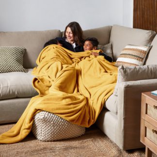 An Image of Supersize Family Snuggle Throw Old Gold