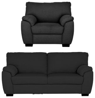 An Image of Argos Home Milano Fabric Chair & 3 Seater Sofa - Anthracite
