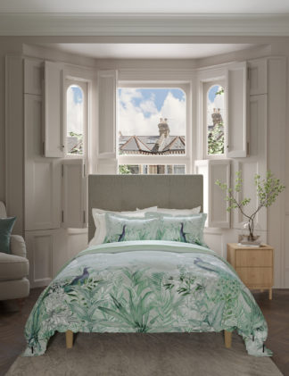 An Image of M&S Pure Cotton Peacock Embroidered Bedding Set