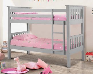 An Image of Barcelona - Single - Bunk Bed - Light Dove Grey - Solid Pine Wood - 3ft