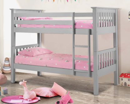 An Image of Barcelona - Single - Bunk Bed - Light Dove Grey - Solid Pine Wood - 3ft