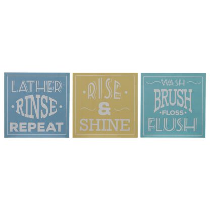 An Image of Set of 3 Bathroom Wall Plaques - 20x20cm