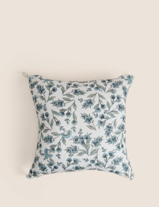 An Image of M&S Pure Cotton Floral Tassled Cushion