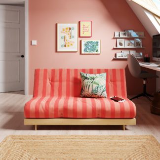 An Image of Mito Double Futon Stripe Pink Pink