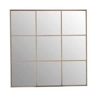 An Image of Square Metal Wall Mirror - Gold - 95cm