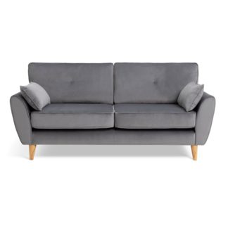 An Image of Habitat Iris Fabric 3 Seater Sofa - Grey