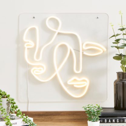 An Image of Faces Neon Wall Light Clear