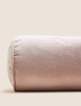 An Image of M&S Velvet Piped Bolster Cushion