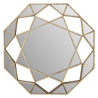 An Image of Marcia Faceted Octagonal Wall Mirror - Gold - 81cm
