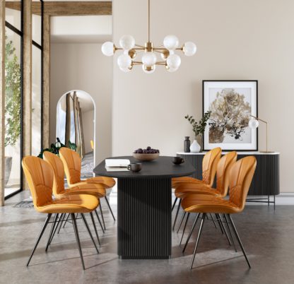 An Image of Kiera 6 Seater Oval Dining Table Black