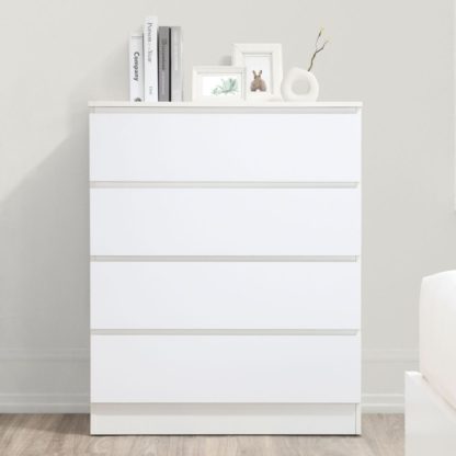 An Image of Oslo - 4 Drawer Chest of Drawers - White - Wooden