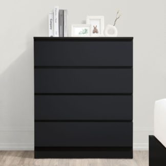 An Image of Oslo - 4 Drawer Chest of Drawers - Black - Wooden