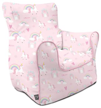 An Image of Rucomfy Kids Unicorn Castle Bean Bag Chair