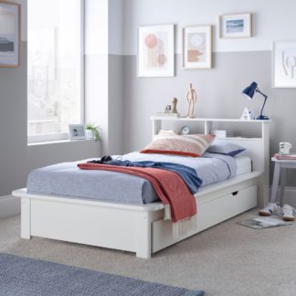 An Image of Fraser - Single - Bookcase Bed with Pull-Out Drawer - White - Wooden - 3ft