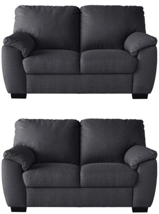 An Image of Argos Home Milano Pair of Fabric 2 Seater Sofa - Anthracite