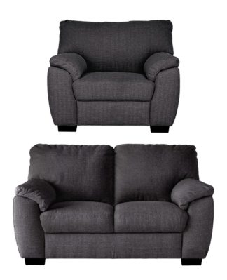 An Image of Argos Home Milano Fabric 2 Seater & 3 Seater Sofa-Anthracite