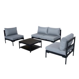An Image of Elements Black Modular 4 Seater Conversational Set with Coffee Table Black