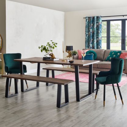 An Image of Jackson Dining Table with Corrine Chairs and Jackson Bench MultiColoured