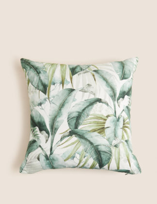 An Image of M&S Pure Cotton Leaf Print Cushion