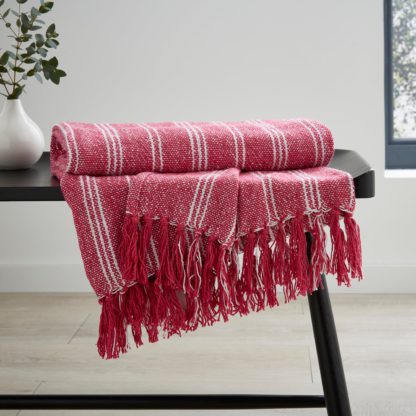 An Image of Woven Cotton Stripe Throw 120x150cm Thistle