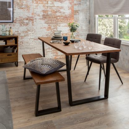 An Image of Jackson Dining Table with Porter Chairs and Jackson Bench MultiColoured