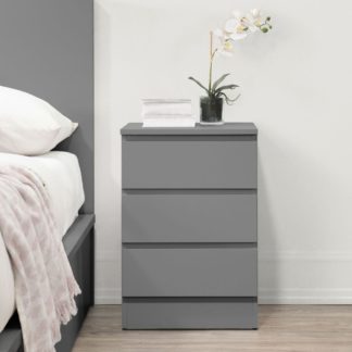 An Image of Oslo - 3 Drawer Bedside Table - Grey - Wooden
