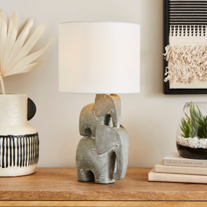 An Image of Stacked Elephant Table Lamp Grey