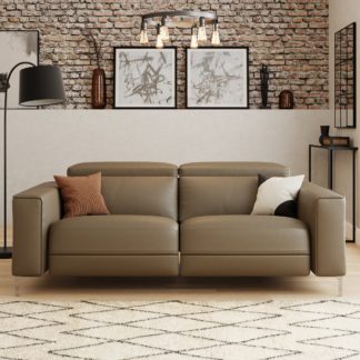 An Image of Renzo Iva Faux Leather Electric Recliner 3 Seater Sofa Faux Leather Mocha