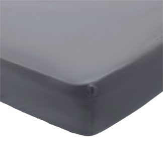 An Image of Habitat Egyptian Cotton 400TC Slate Grey Fitted Sheet-Double