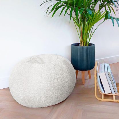 An Image of Rucomfy Fabric Snug Pouffe - Light Grey