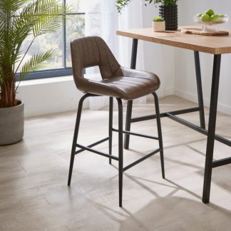 An Image of Arden Bar Stool, Faux Leather Brown