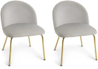 An Image of Habitat Maddix Pair of Fabric Dining Chair - Grey