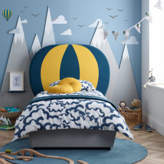 An Image of Balloon Blue and Yellow Fabric Kids Bed - 3FT Single