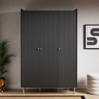 An Image of Georgi Triple Wardrobe Black