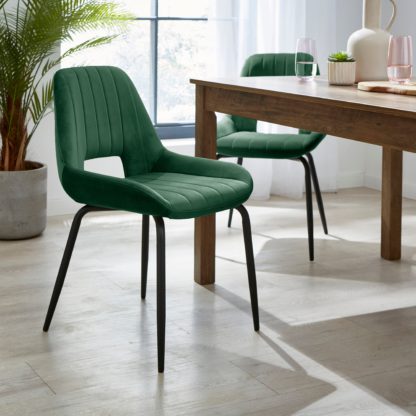 An Image of Arden Set of 2 Dining Chairs, Velvet Velvet Grey
