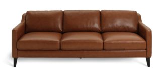 An Image of Habitat Leone Leather 4 Seater Sofa - Tan