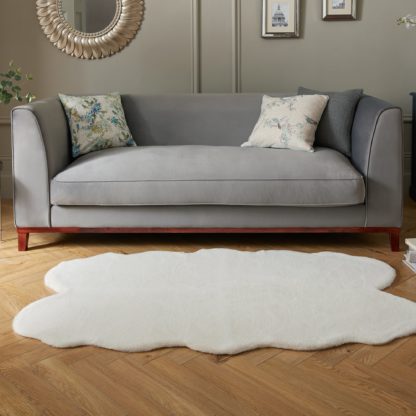 An Image of Supersoft Faux Fur Quad Rug Supersoft Ivory