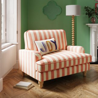 An Image of Beatrice Woven Stripe Snuggle Chair Woven Stripe Coral