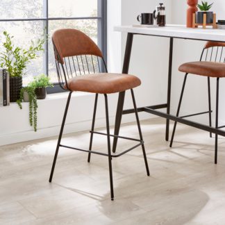 An Image of Marcela Faux Leather Bar Stool, Tan Tan (Brown)