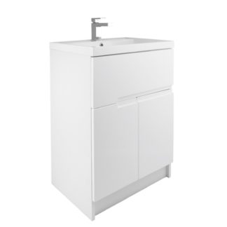 An Image of Bathstore Vermont 600mm Floorstanding Vanity Unit - Gloss White