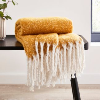 An Image of Faux Mohair Throw Amber Gold