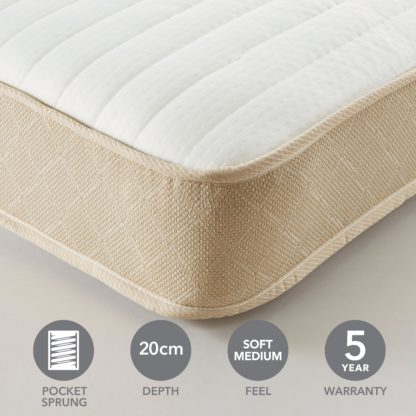 An Image of Dunelm Rolled Memory Foam 800 Pocket Sprung Mattress White