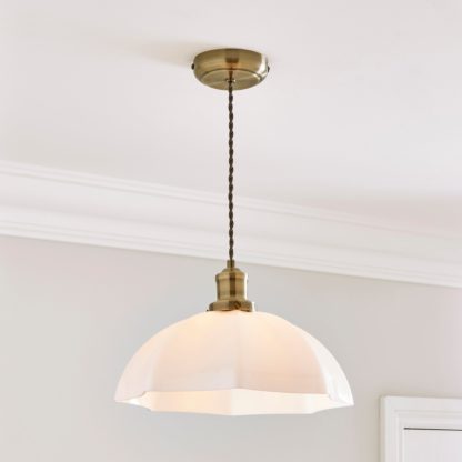 An Image of Hartfield 1 Light Pendant Ceiling Fitting, 32cm White