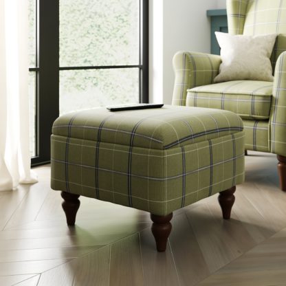 An Image of Oswald Check Footstool, Natural Grey Grey